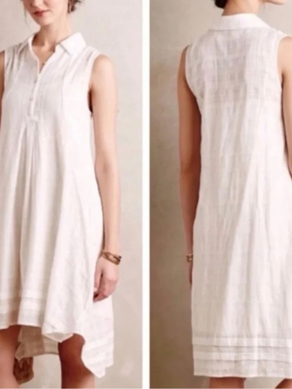 Anthropologie Isabella Sinclair Cream V-Neck Sleeveless Shift Dress Size S